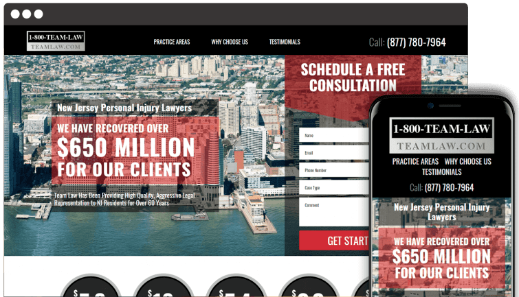 1-800 Team Law: Attorney & Law Website Redesign