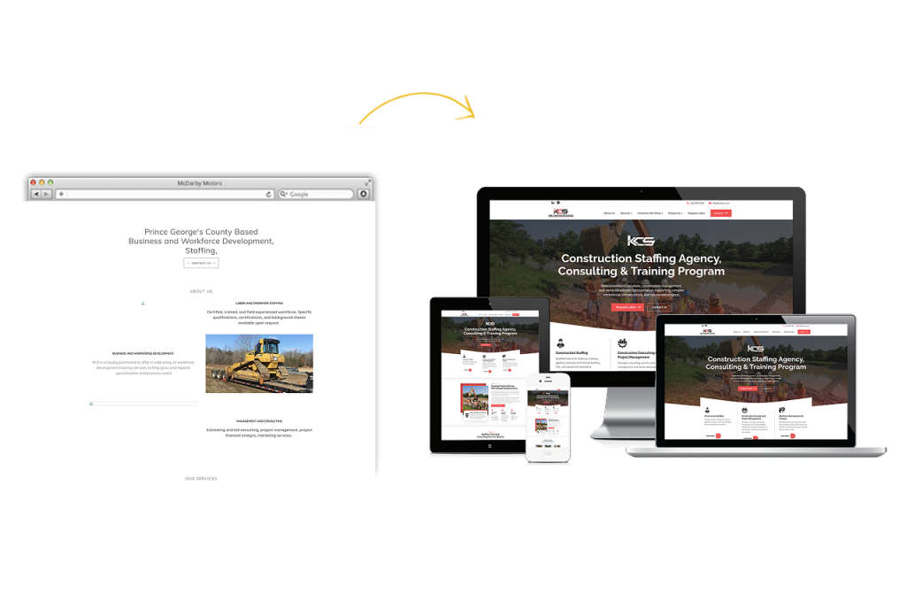 Before and After website design for Kirila Construction Services