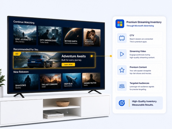 Illustration of a streaming TV ad inside a CTV app