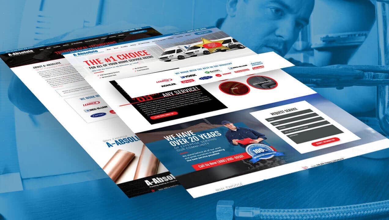 A-Absolute Plumbing website design desktop views
