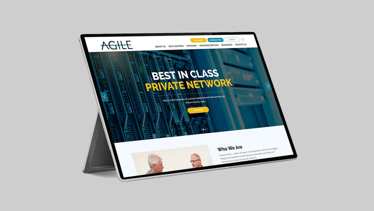 Agile Data website on a tablet