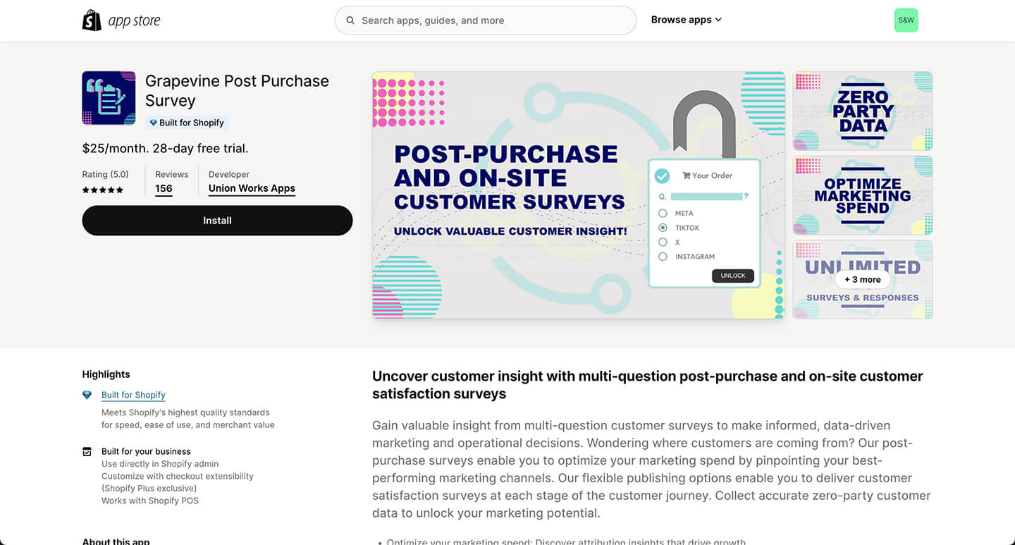 Grapevine Post‑Purchase Survey