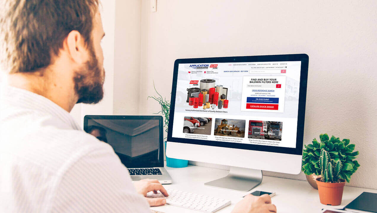 Baldwin Filter website on a desktop computer