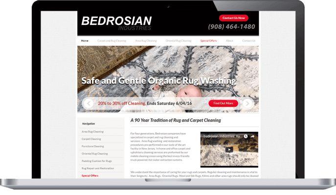 Custom website design for carpet cleaning services