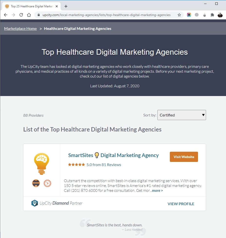 SmartSites Listed in Top Healthcare Digital Marketing