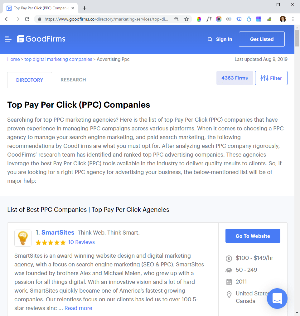 #1 Best in PPC Advertising by GoodFirms