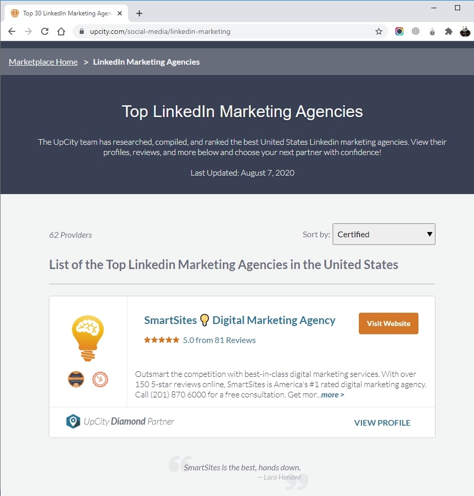 SmartSites Listed in Top LinkedIn Marketing