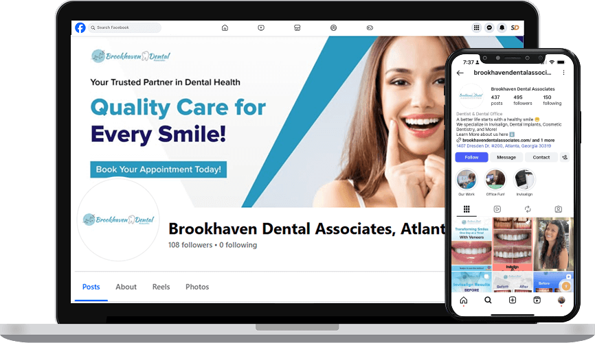 Social Media Growth for Brookhaven Dental Associates showcase