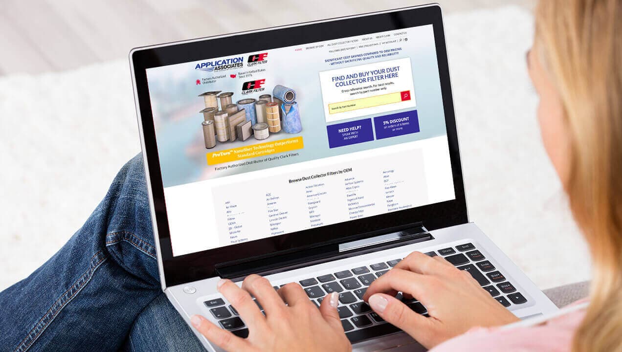 Clark Filters Direct website on a laptop