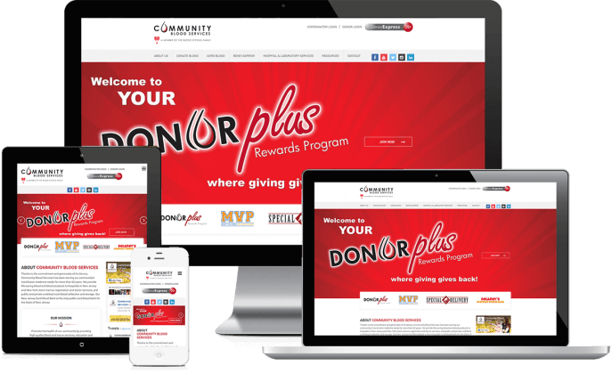 Custom website design for blood donation centers