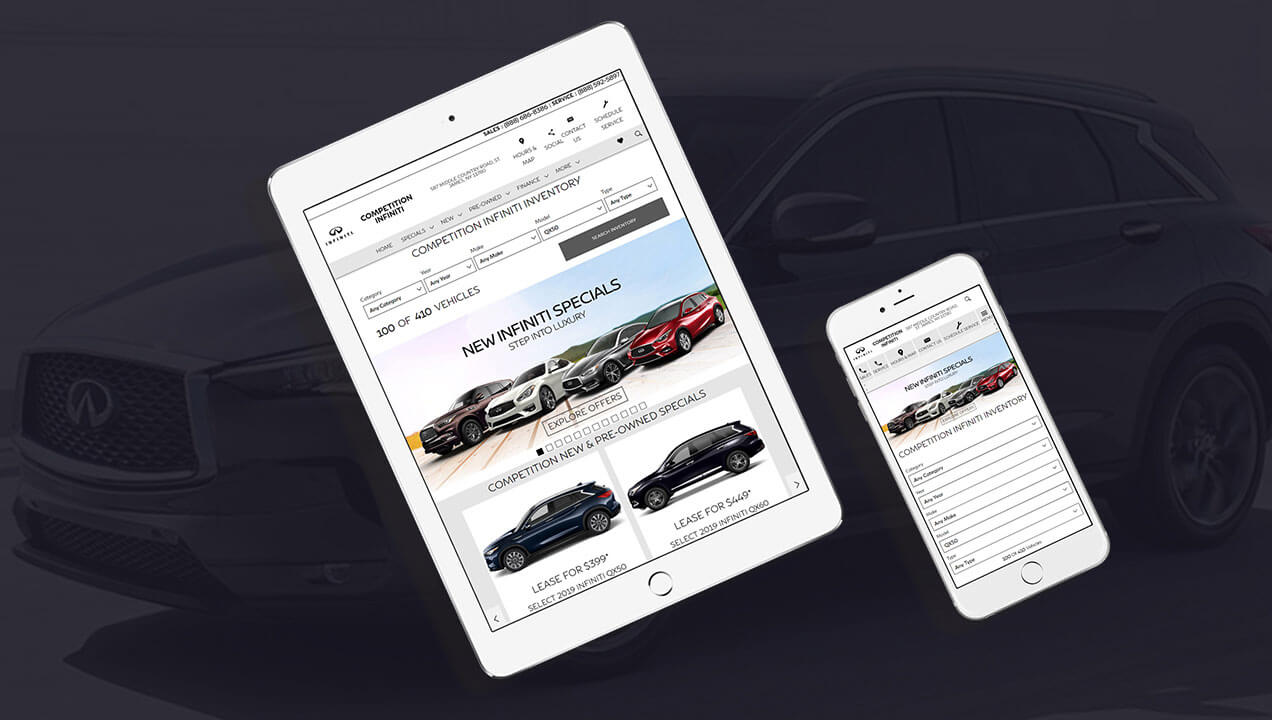Competition Infiniti website in a tablet