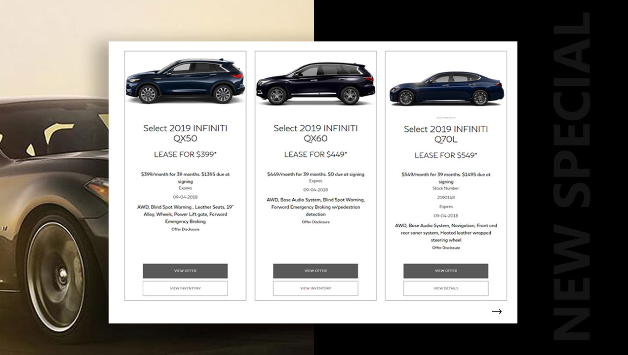 Competition Infiniti car comparison page