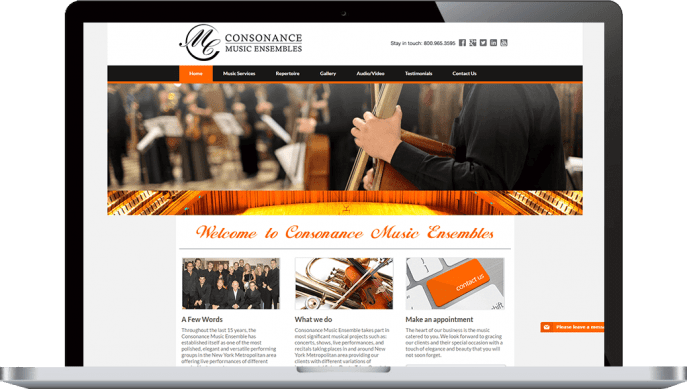 Custom website design for music ensembles