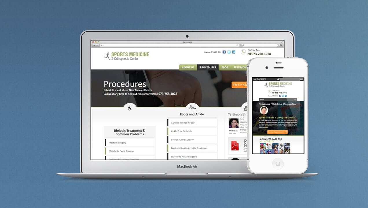 Sports Medicine & Orthopaedic website design