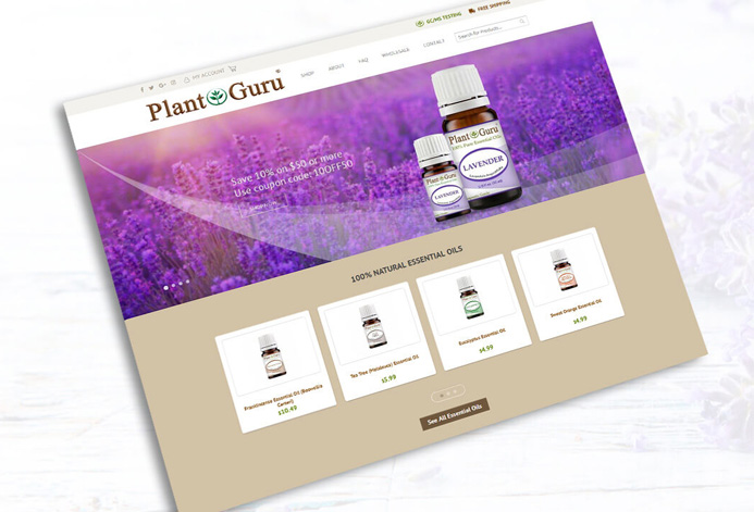 Plant Guru Custom Essential Oil Ecommerce Website