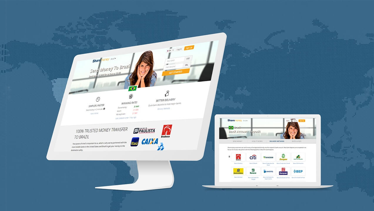 Sharemoney website on desktop and laptop