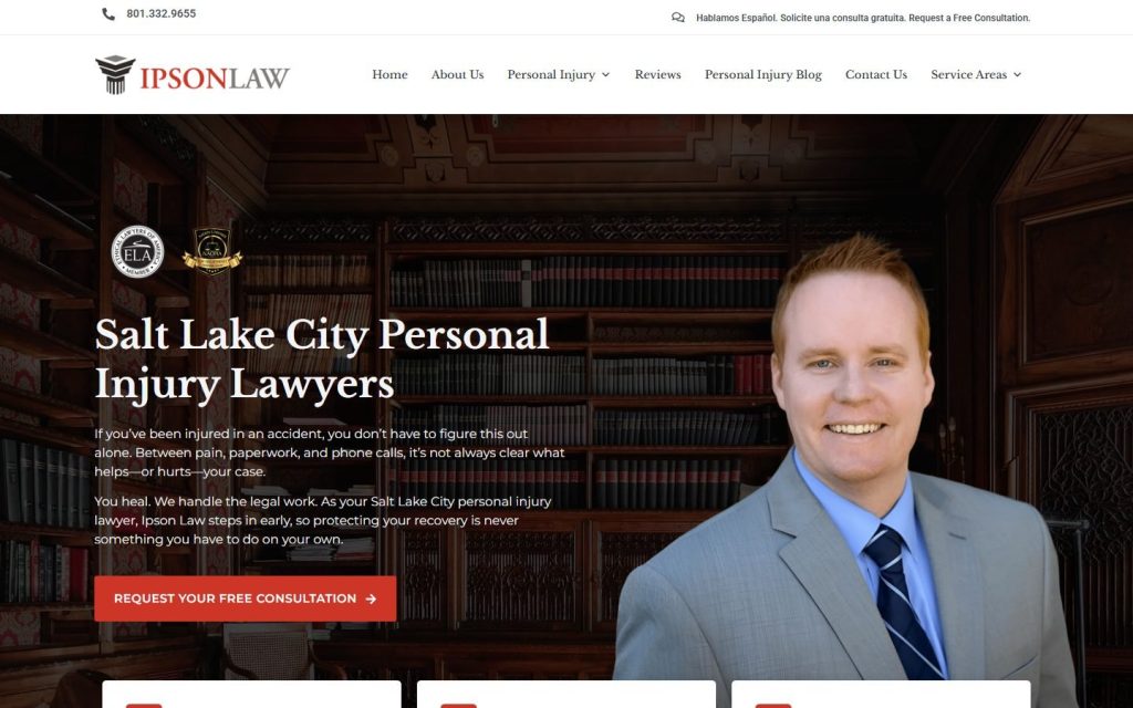 Ipson Law homepage on a laptop