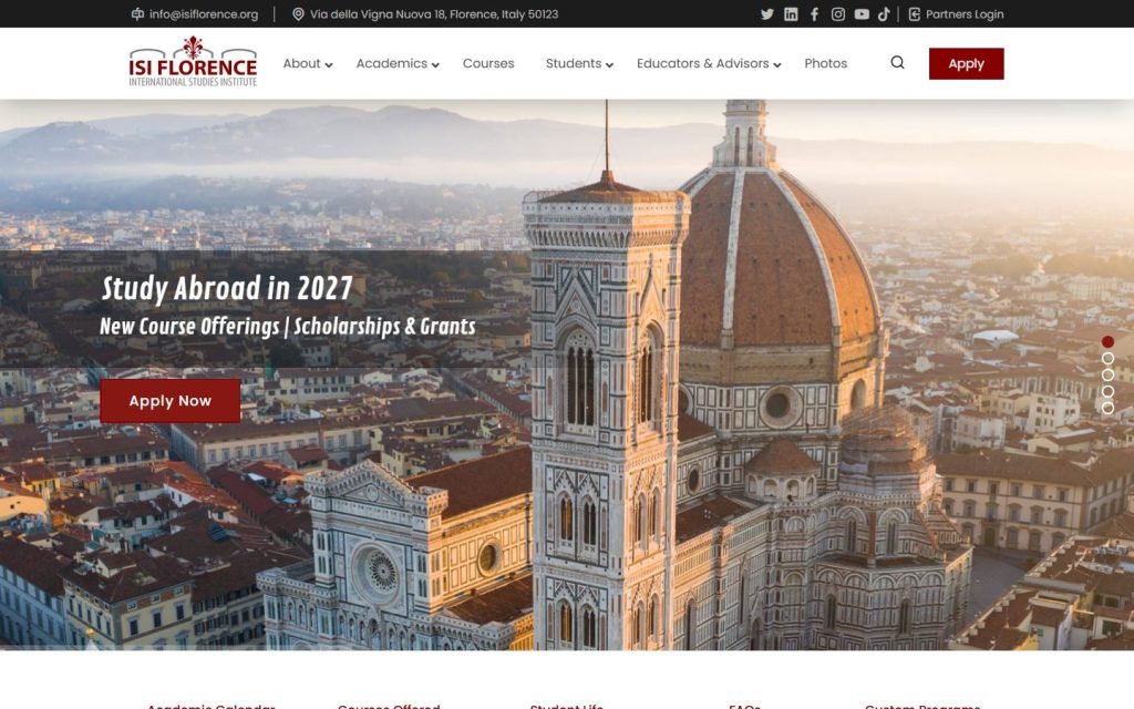 ISI Florence homepage on a laptop