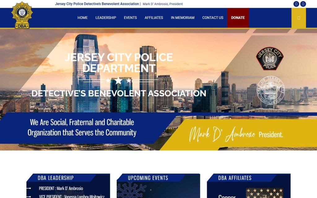 JCPD DBA homepage on desktop