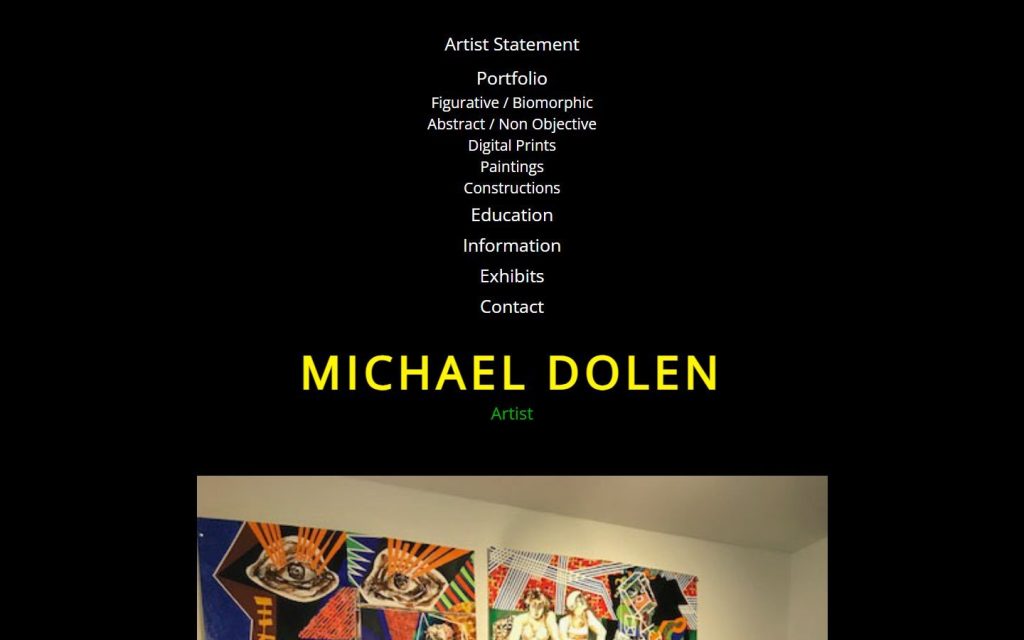 Michael Dolen homepage on a laptop