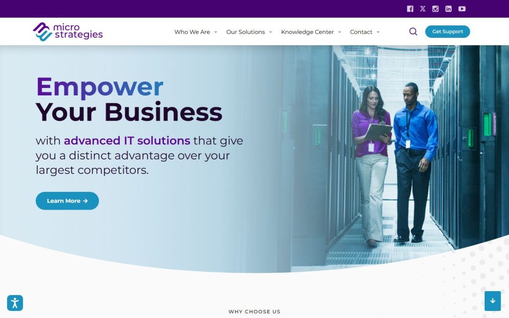 MicroStrategies homepage on desktop