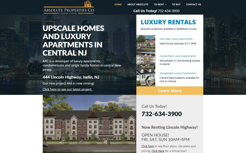 Rent1NJ homepage on a laptop