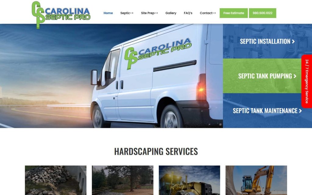 Carolina Septic Pro homepage on a laptop