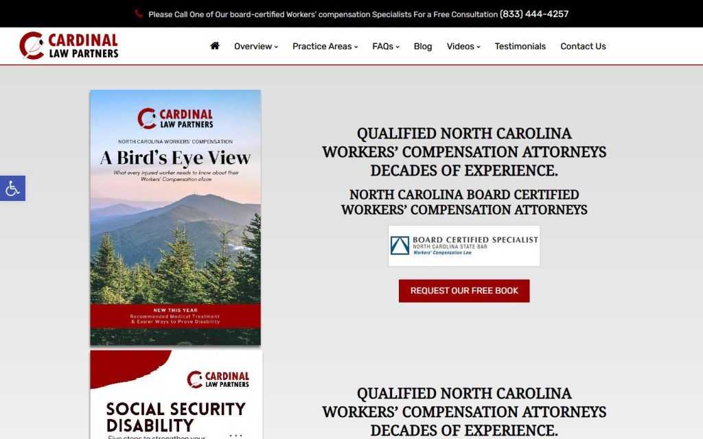 Cardinal Law homepage on a laptop
