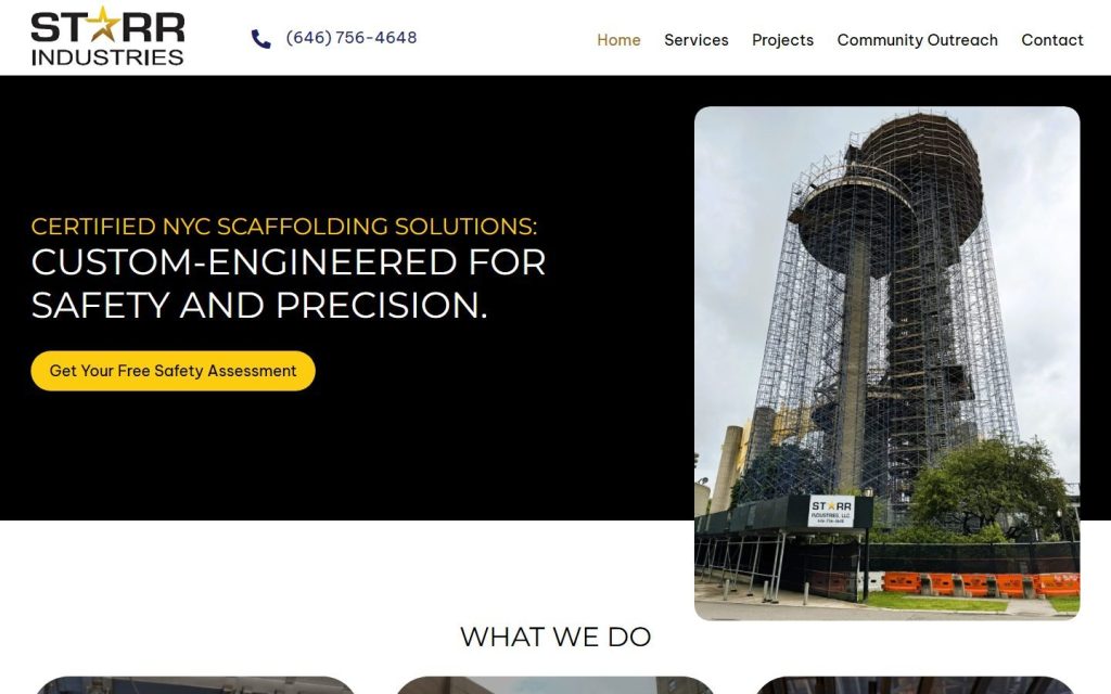 Starr Industries homepage on desktop