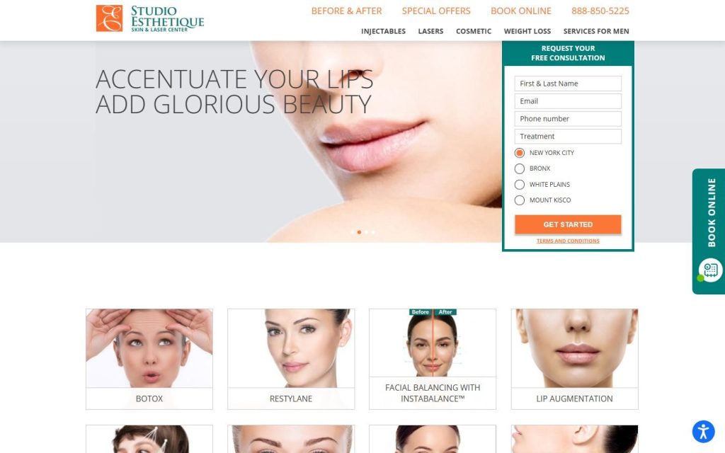 Studio Esthetique homepage on a laptop