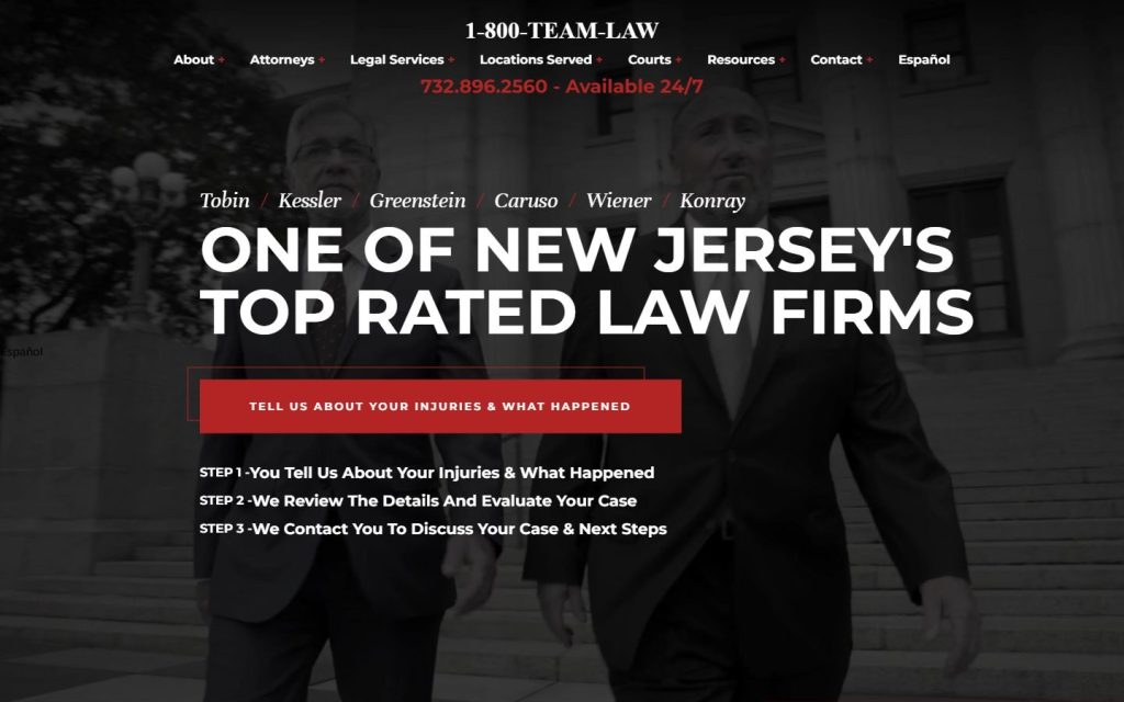 Team Law homepage on a laptop