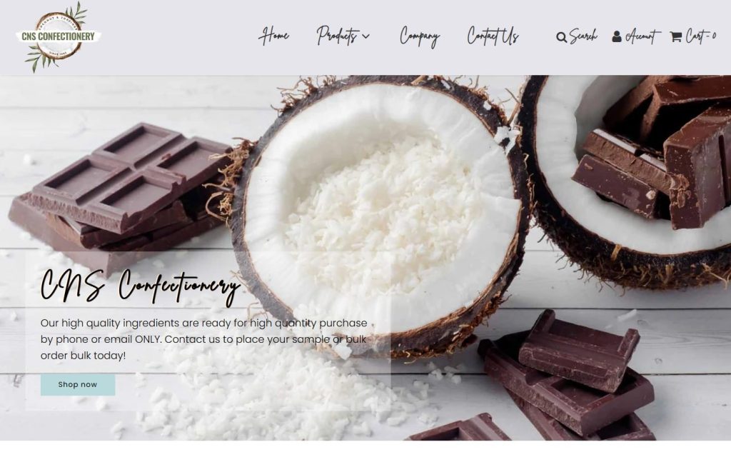 CNS Confectionery Products website home page