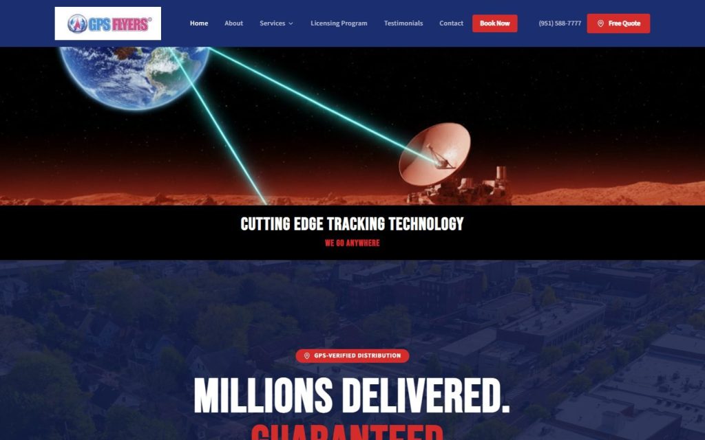 GPS Flyers homepage on a laptop