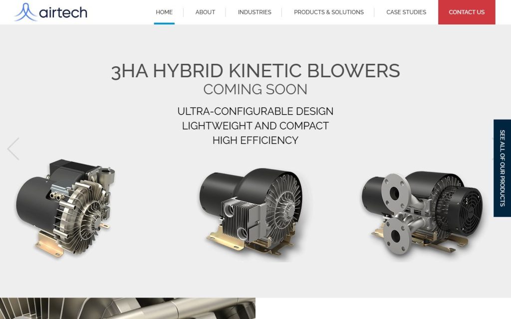 Airtech Vacuum homepage on a laptop