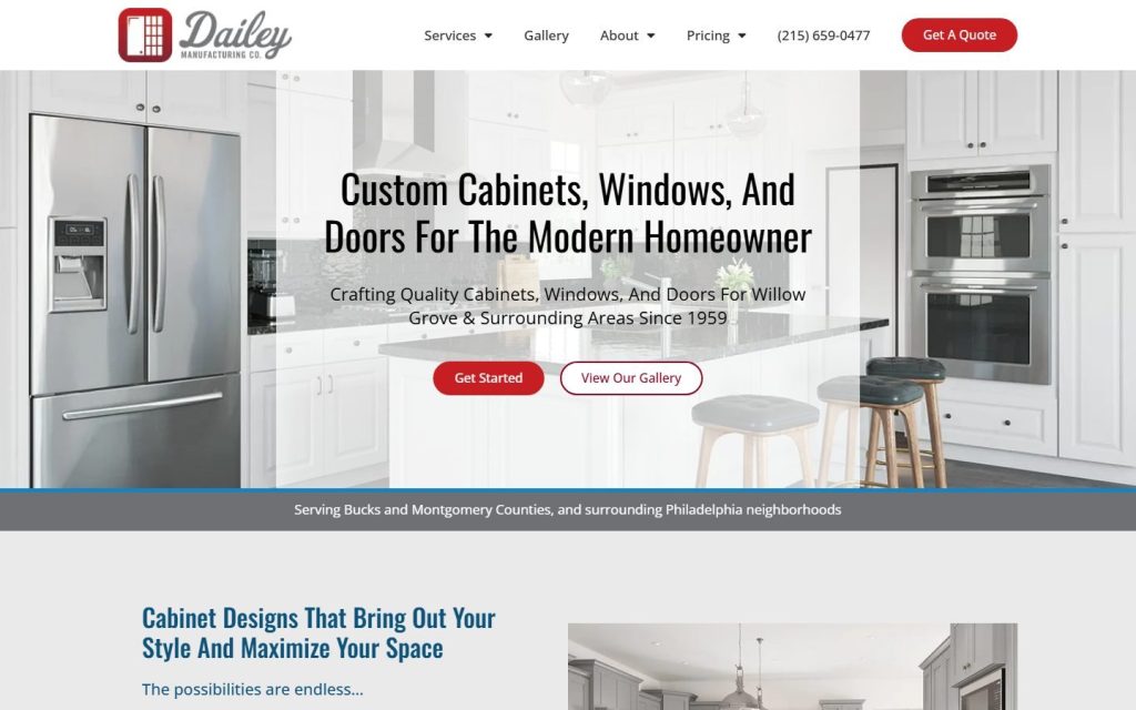 Dailey Manufacturing homepage on desktop