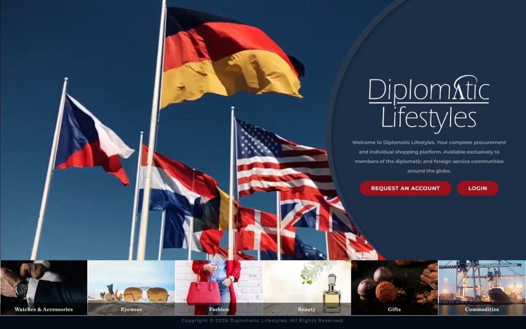 Diplomatic Lifestlyes homepage on a laptop