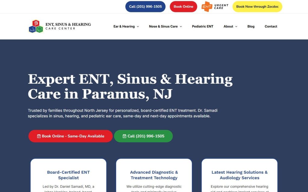 ENT for Children homepage on a laptop