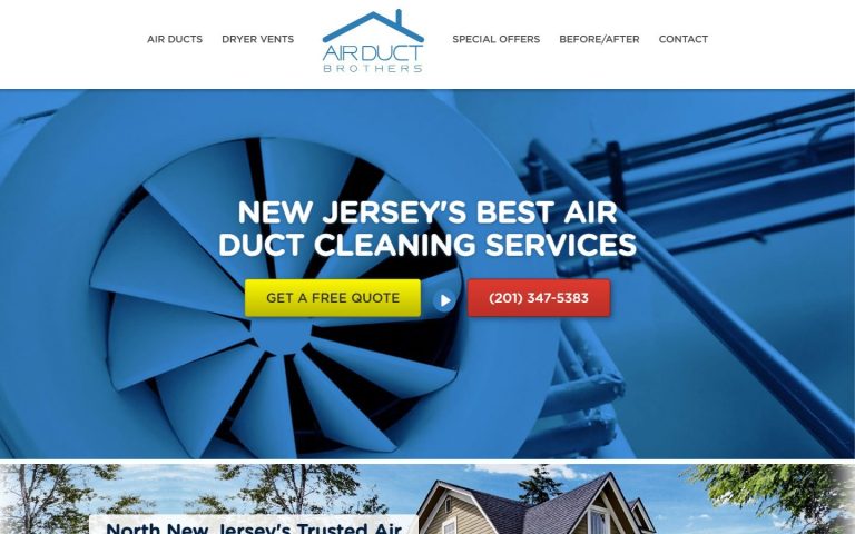 Air duct cleaning company website home page designed by SmartSites