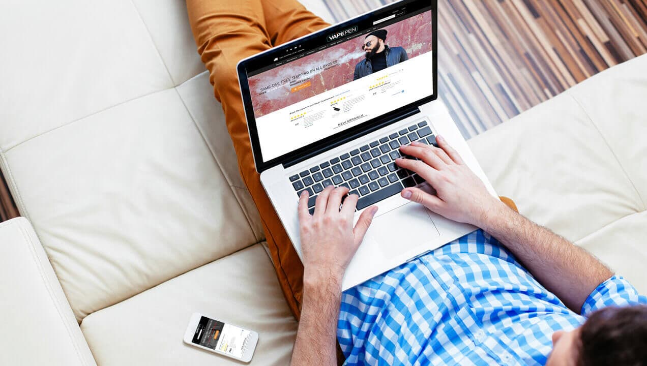 Discount Vape Pen website on a laptop