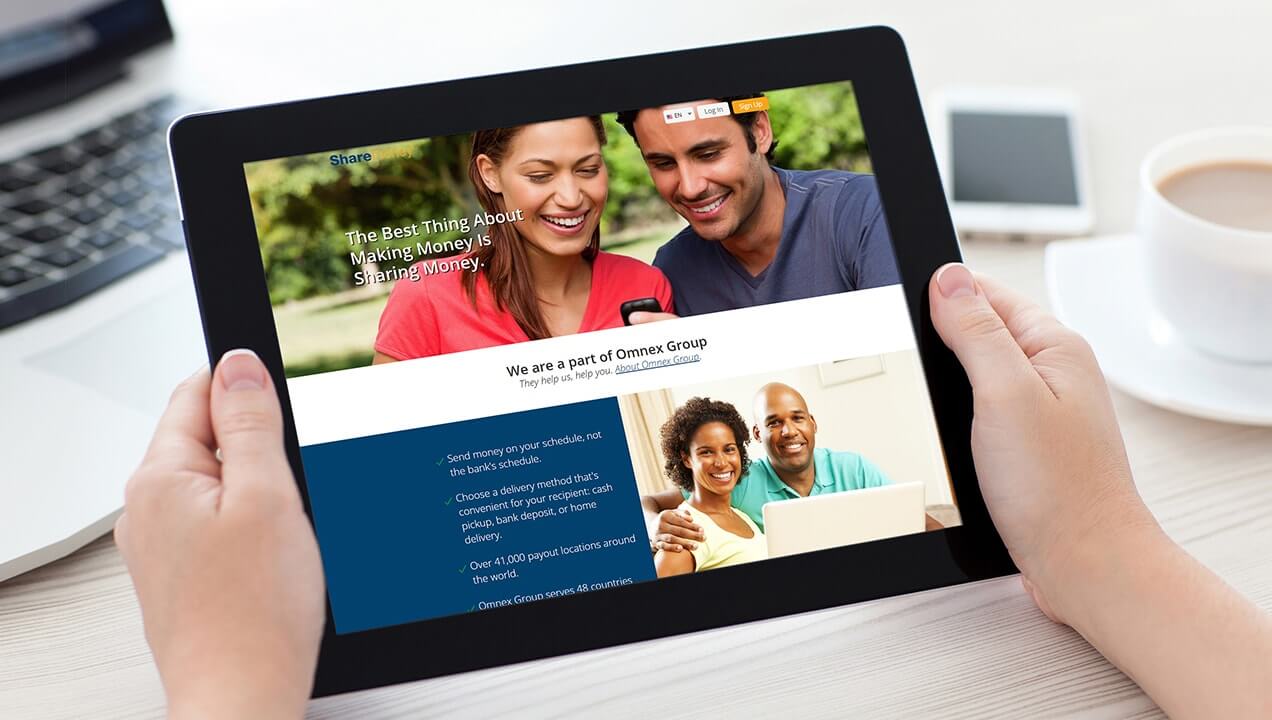 Sharemoney website on a tablet