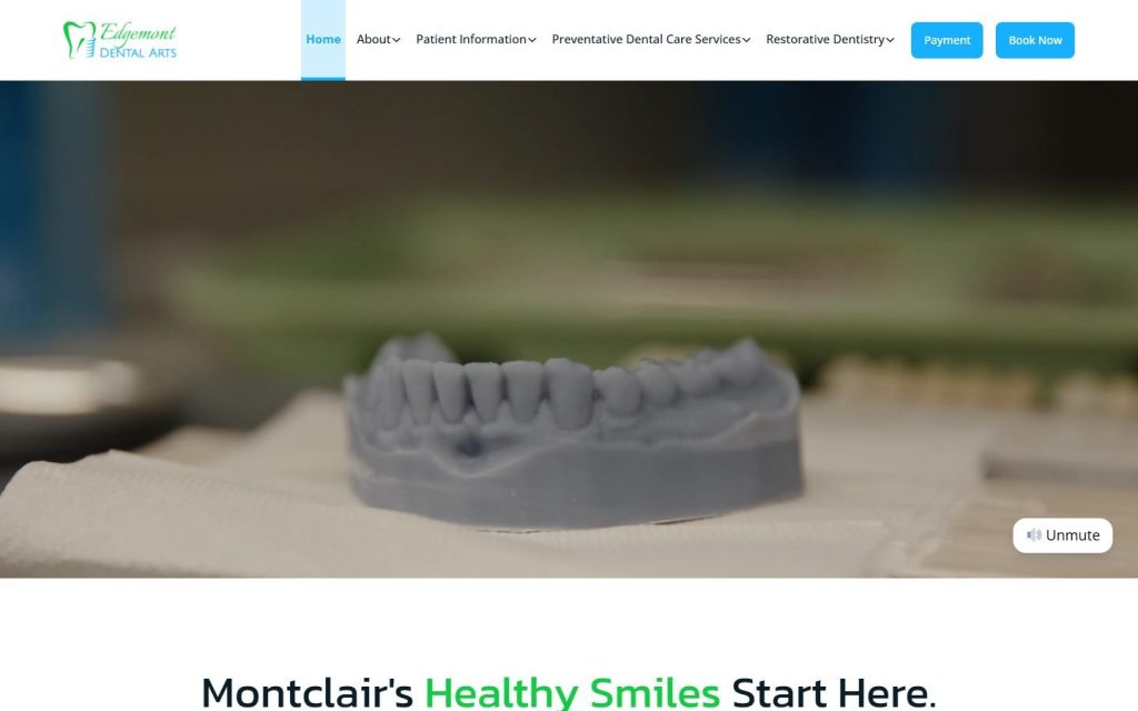 Edgemont Dental Arts homepage on a laptop