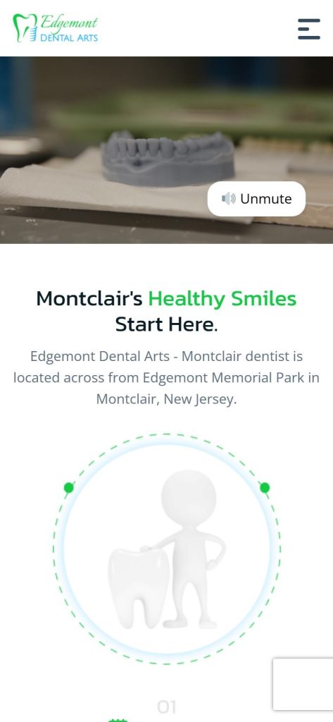 Edgemont Dental Arts homepage on a phone