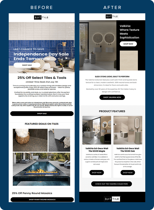 Elit Tile Retail Work by SmartSites - before/after