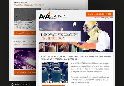 Email Newsletter Design for A & A Coatings