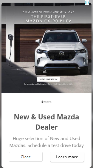 Empire Mazda of Green Brook remarketing ad, mobile interstitial