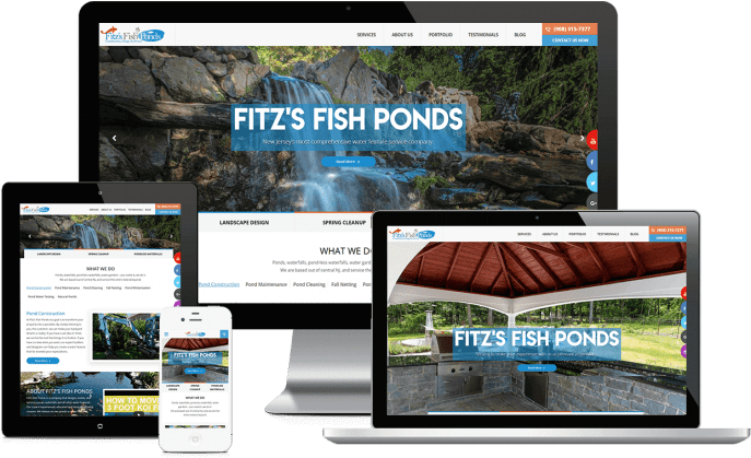 Custom website design for pond construction