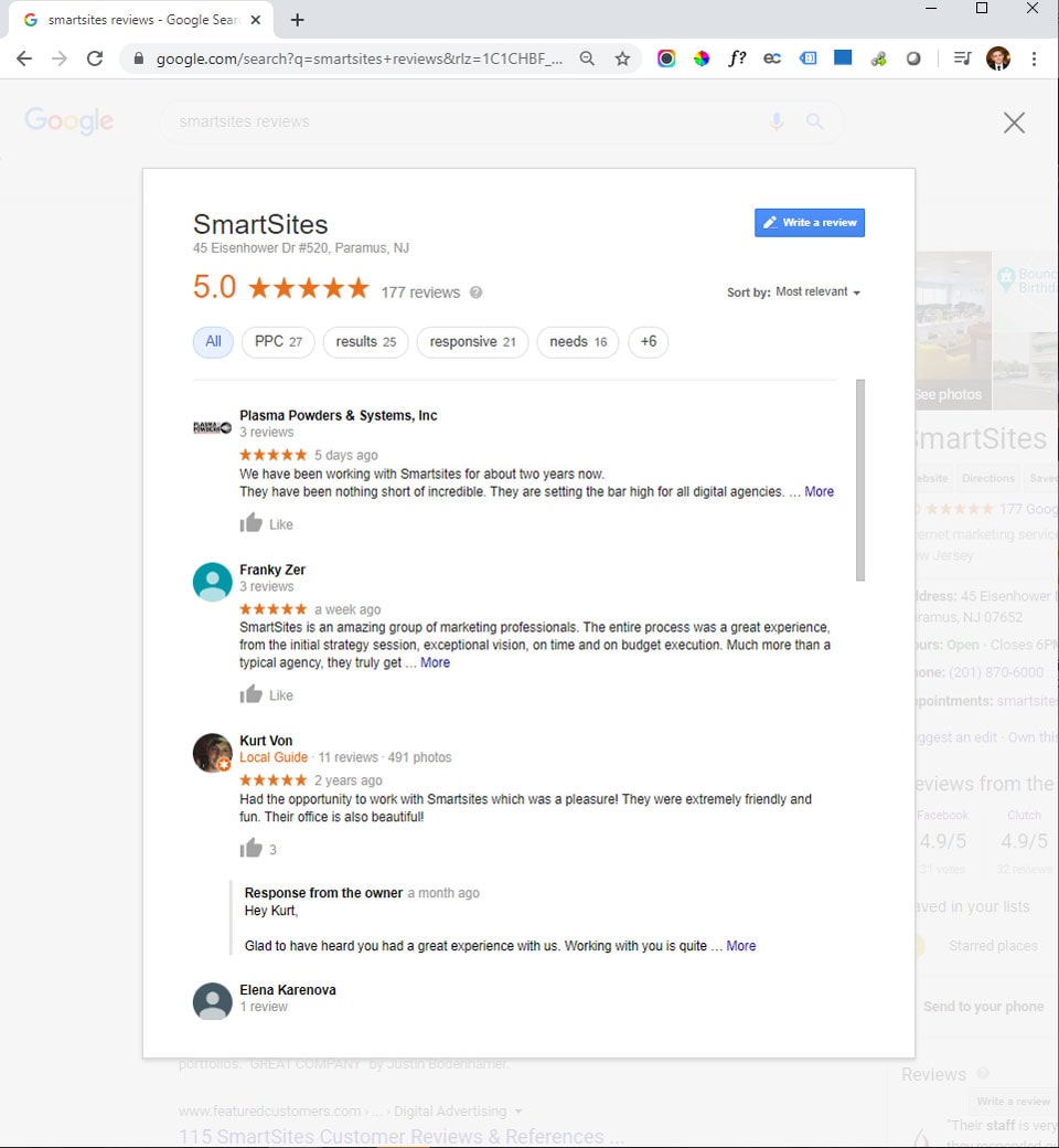 175+ Perfect Client Reviews on Google