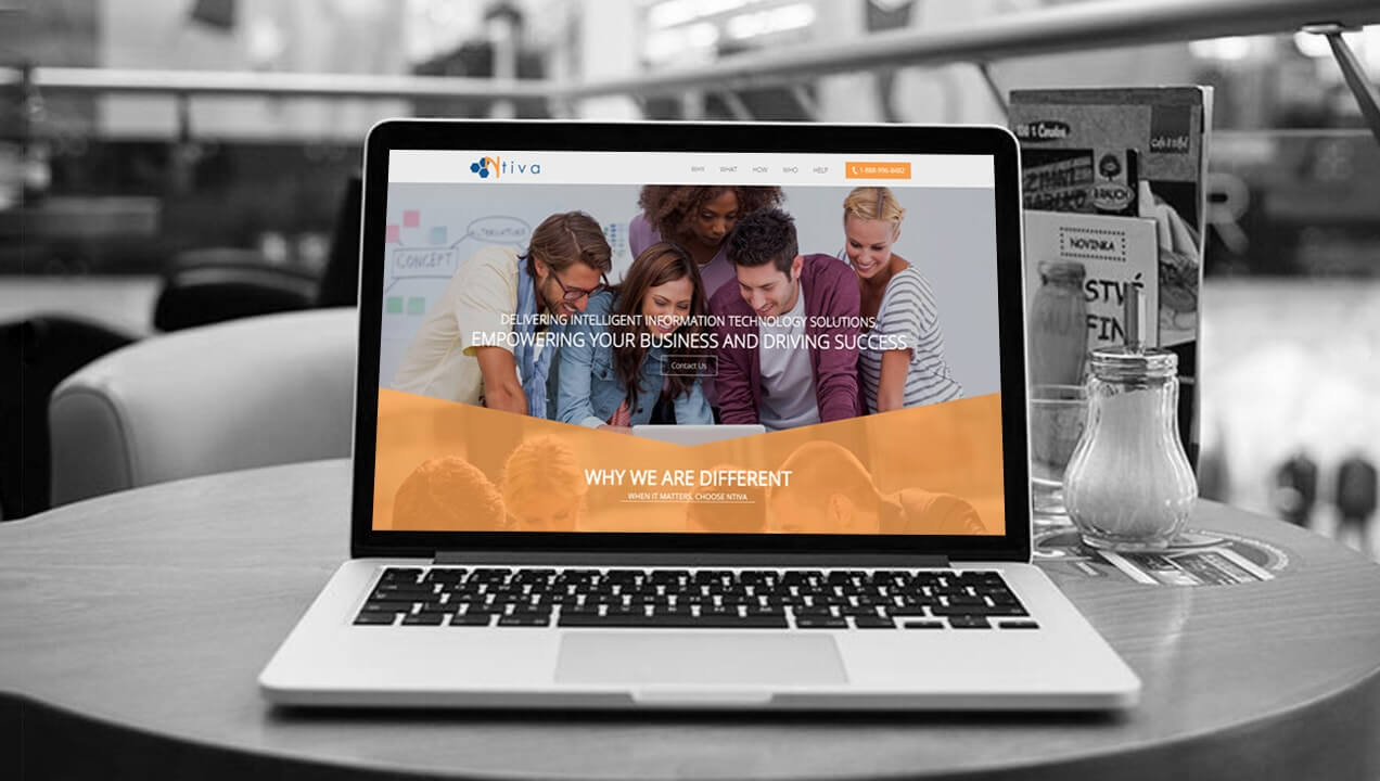 Ntiva home page on laptop