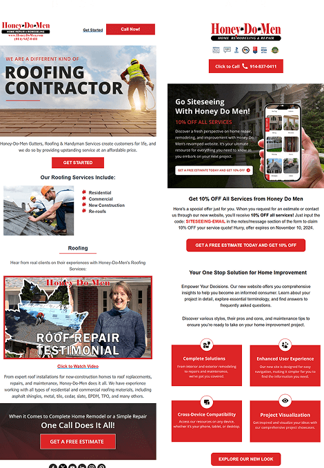 Honey Do Men Email Marketing Before/After