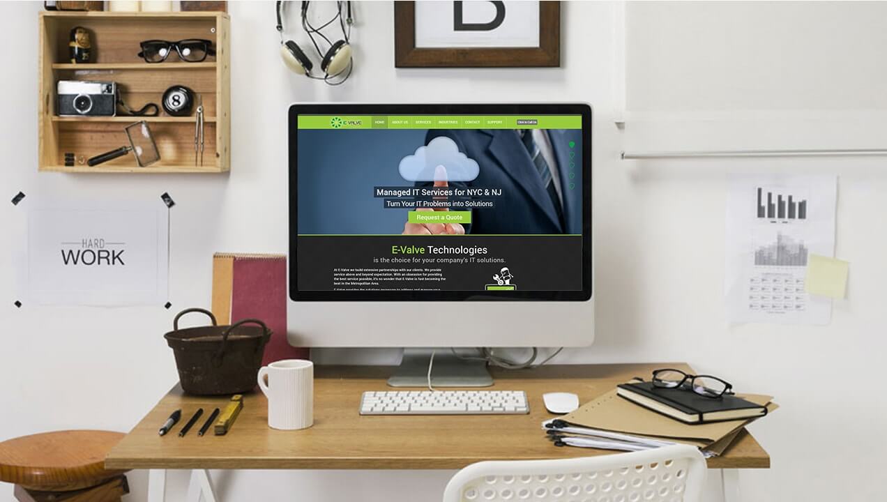 E-valve Technologies website on a desktop